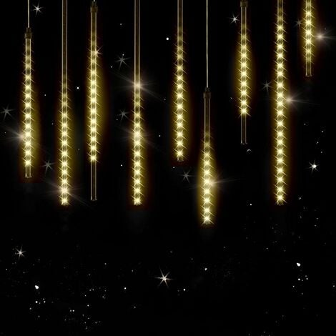Guirlande lumineuse LED blanc chaud 5 M effet pluie de météorites gouttes diamants stalactite IP 44 intérieur extérieur Noël,Blanc-chaud