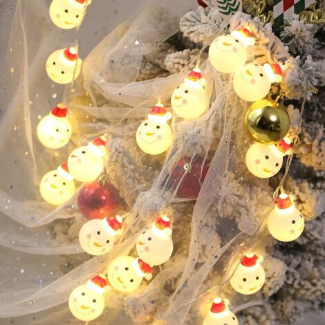 Guirlande lumineuse LED, décorations de Noël, alimentation USB, 3 mètres de long - motif bonhomme de neige de Noël.
