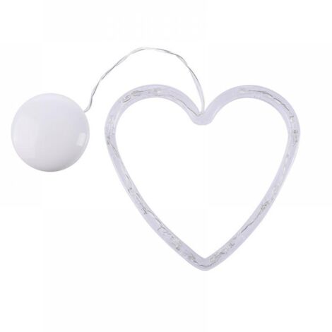 Guirlande lumineuse LED en forme de cœur avec ventouses, idéale pour les fenêtres et les décorations de Noël, blanc chaud, fonctionne sur piles, 17 x 17 cm