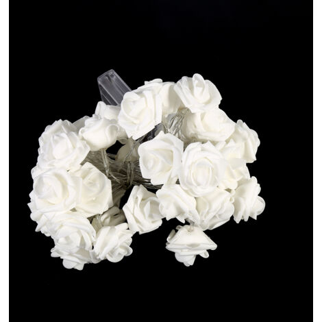 Guirlande lumineuse LED en forme de rose, couleurs assorties, 5 m, idéale pour Noël, mariage, fête ou jardin.
