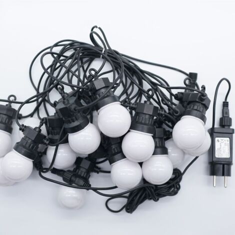 Guirlande lumineuse LED G50 de couleur chaude, étanche et basse tension, éclairage d'ambiance de camping en plein air, éclairage de décoration de vacances de Noël, éclairage 10M20 avec adaptateur