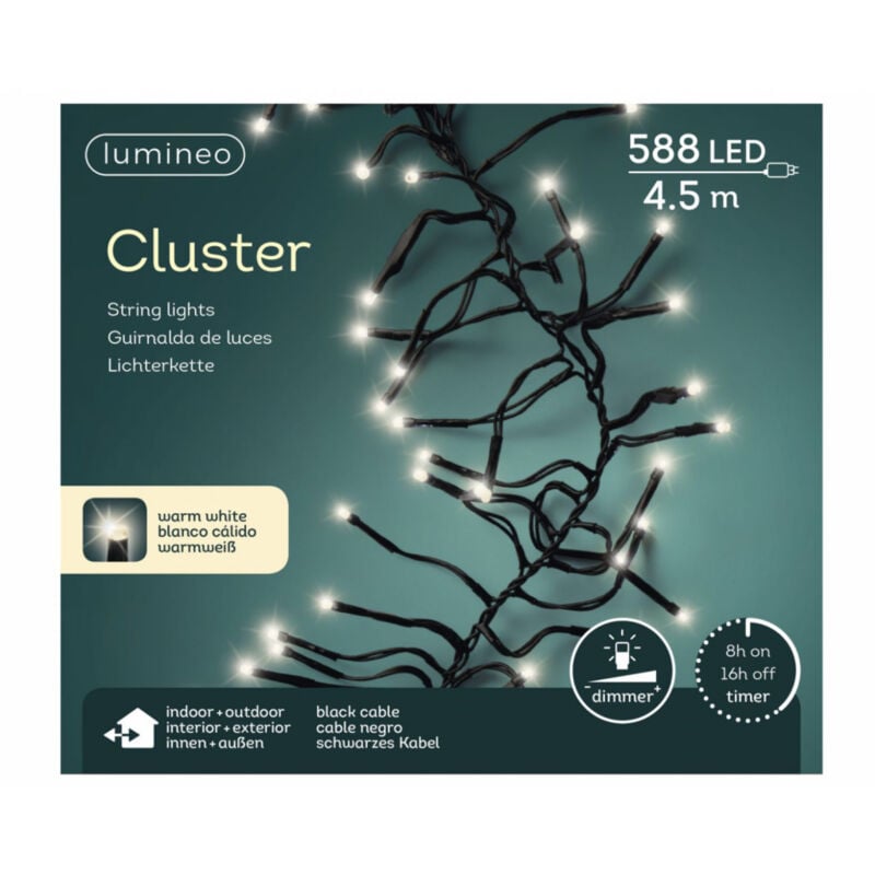 Guirlande lumineuse led Lumineo Cluster Intérieur/Extérieur 588 lumières 450 cm Blanc chaud