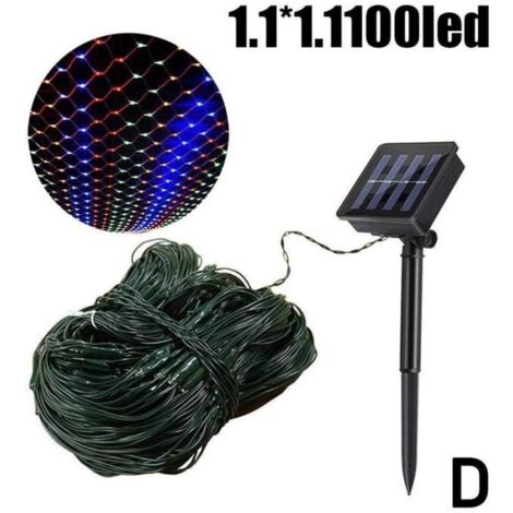 Guirlande lumineuse LED maille fée, 1,1x1,1m, étanche, solaire, pour jardin ou Noël - modèle coloré