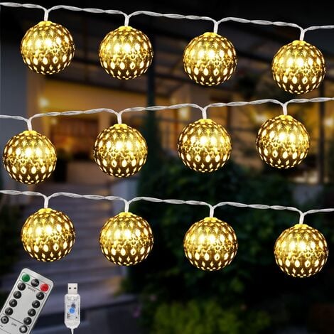 GUIRLANDE LUMINEUSE LED BOULE 10M 220V LUMIÈRE JAUNE EKOLED