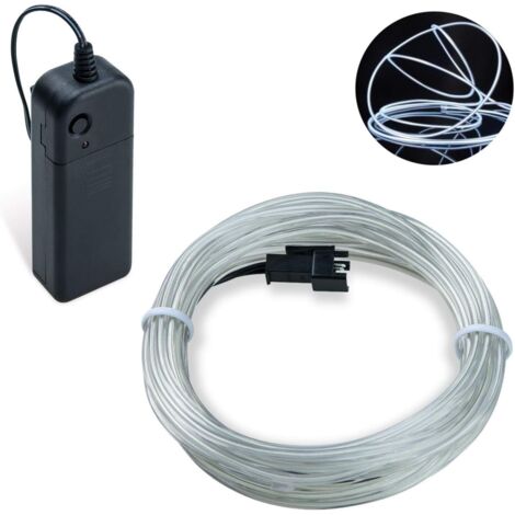 Guirlande Lumineuse LED, Neon Flexible Lumineux Décoration à piles pour Fête/Noël/Anniversaire/Soirée/Mariage, 3 Modes Éclairage avec télécommande, Imperméable Pour Intérieur (Blanc, 5M) [Classe énerg