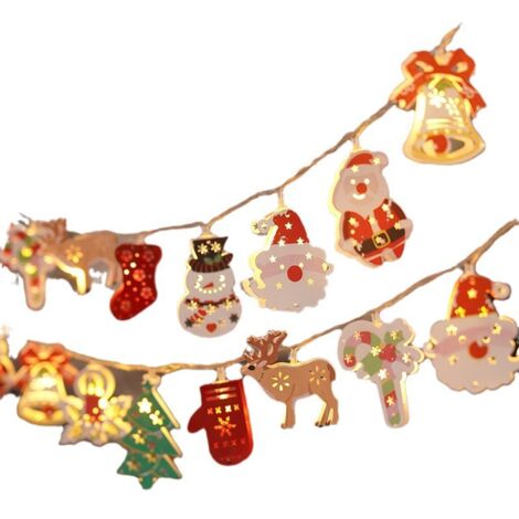 Guirlande lumineuse LED Père Noël, décorations de Noël, fonctionne sur piles, 20 ampoules, 3 mètres de long