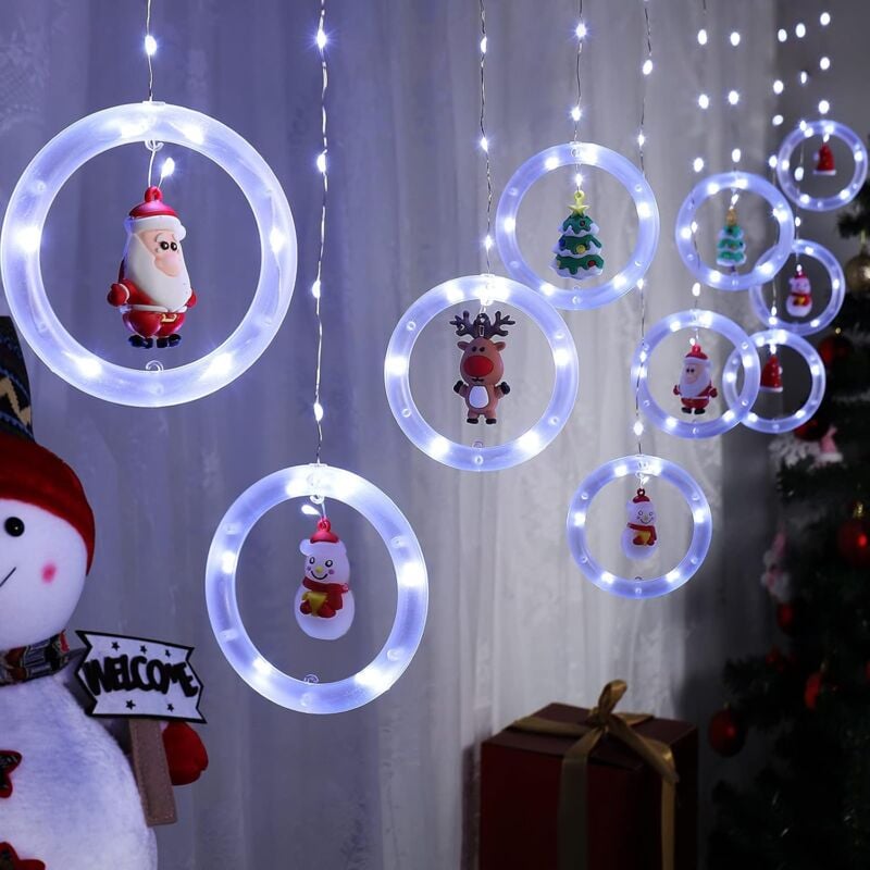 Guirlande lumineuse led pour fenêtre de Noël, 3 m x 0,65 m, bandes lumineuses pour rideaux, 8 modes, décoration de Noël pour fête intérieure,