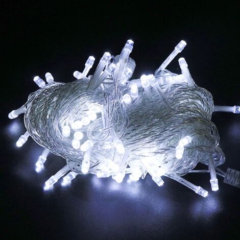 Guirlande lumineuse LED pour sapin de Noël 5 m 50 lumières Blanc froid alimenté par 3 piles AA