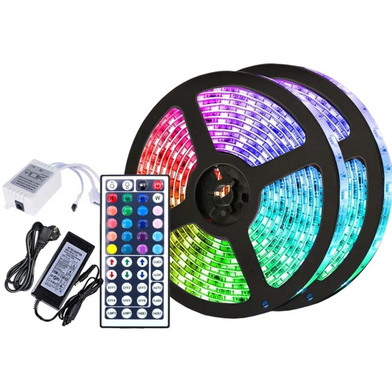 Guirlande Lumineuse led rvb Bande led Changement de Couleur 60pcs IP20 avec Télécommande 44 Touches 10M