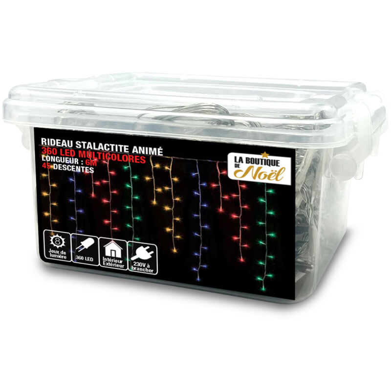 Rideau lumineux led stalactite - 6 mètres - Multicolore
