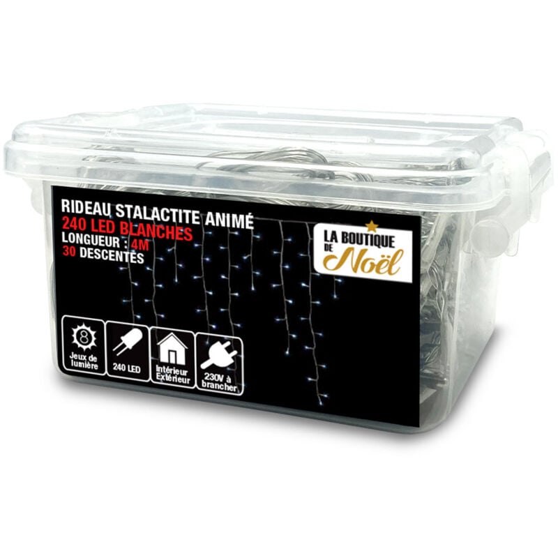 Rideau lumineux led stalactite - 4 mètres - Blanc