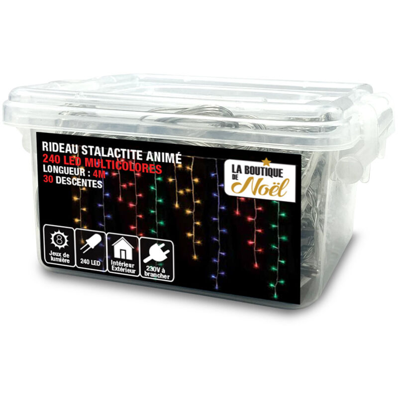 Rideau lumineux led stalactite - 4 mètres - Multicolore