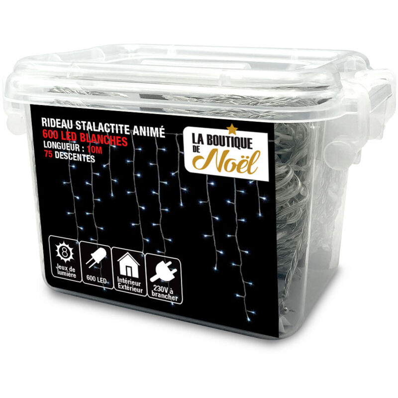 Rideau lumineux led stalactite - 10 mètres - Blanc