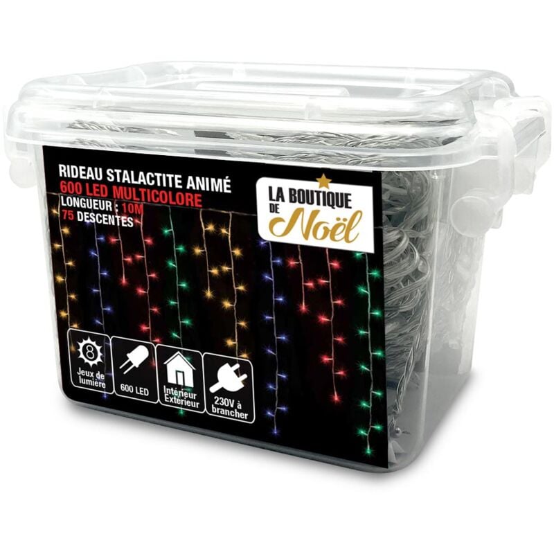 Rideau lumineux led stalactite - 10 mètres - Multicolore