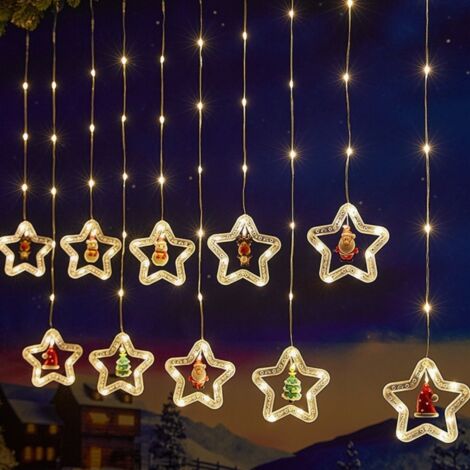 Guirlande lumineuse Noël en forme de sapin avec Père Noël, décoration LED clignotante pour fenêtre suspendue