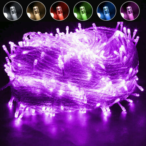 Guirlande Lumineuse Noël Halloween Imperméable IP65 20M 200LEDs Violet,8 Mode,Pour Intérieure Extérieure Terrasse Fête CE