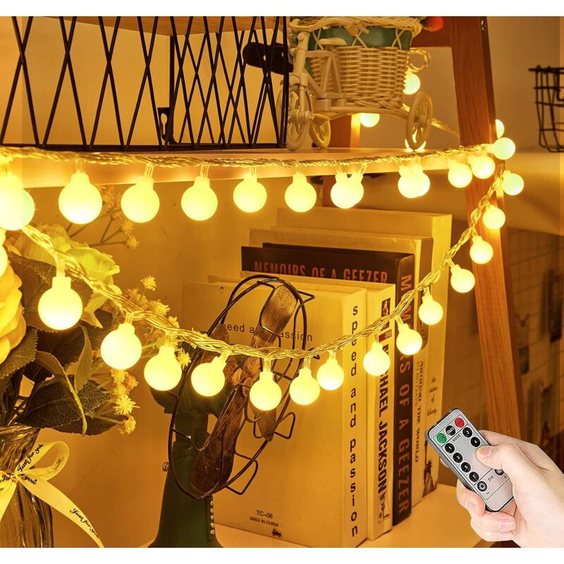 Guirlande Lumineuse à Piles Étanche, 5M/50LED Guirlande Lumineuse à Piles Décoration de Noël (Blanc Chaud)