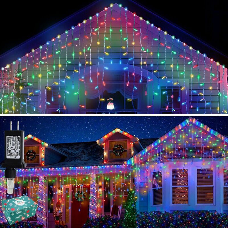 Guirlande Lumineuse Pluie Glacée Extérieure 10M 300 led Guirlande Lumineuse De Noël 8 Modes Rideau Guirlande Lumineuse Étanche pour Intérieur Chambre