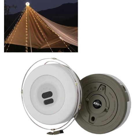 Guirlande lumineuse portable 2 en 1 pour camping, rechargeable, 10 m, verte.