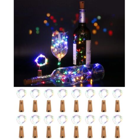 Guirlande lumineuse pour bouteilles LED, 2 m 20 guirlandes lumineuses pour bouteilles LED étanche, adaptée pour Noël, fête, mariage, jardin [16 pièces en couleur]