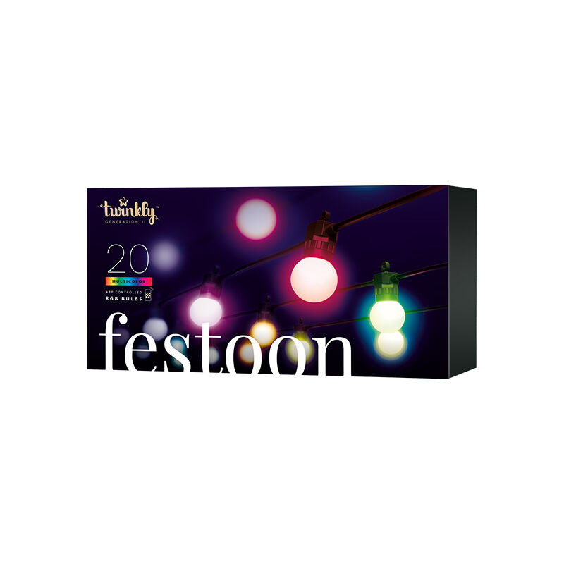 Festoon – Guirlande de Lumières à Ampoules led Contrôlées par une Application avec 20 led rgb. 10 Mètres. - Twinkly