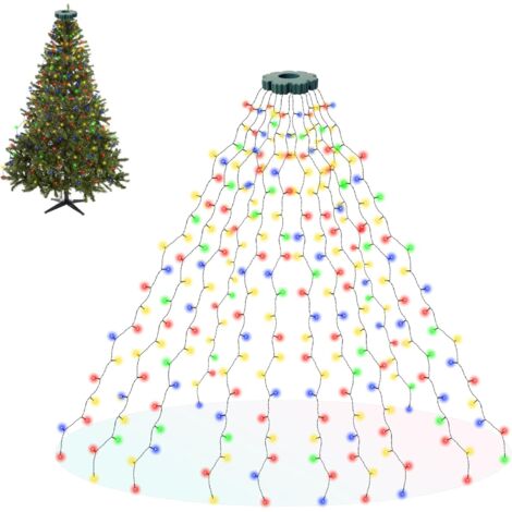 Guirlande lumineuse pour sapin de Noël - 2 mètre de long, 10 guirlandes de 28 LED chacune, 8 modes d'éclairage - lumières multicolores