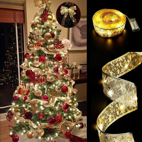 Guirlande Lumineuse pour Sapin de Noël, 5m, pour décoration de Sapin de Noël, pour Nouvel an, fête, pavillon de Mariage, décoration de Sapin de Noël, décoration extérieure (couleur chaude）