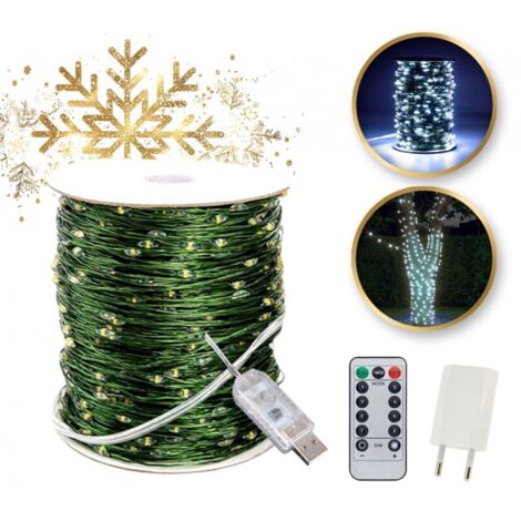 Guirlande lumineuse pour sapin de Noël intérieur/extérieur, câble de 1000 LED, 100 m, blanc froid LAMP35B