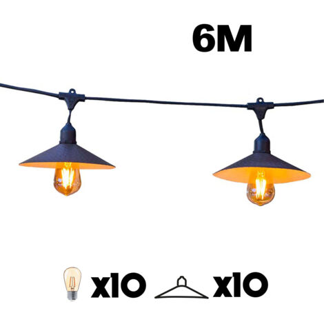 Guirlande lumineuse VINTY LIGHT CONNECTABLE Noir Acier 6m - Noir