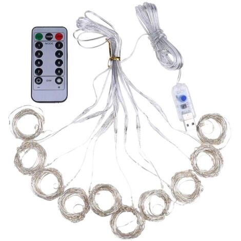 Guirlande Lumineuse Rideau - 300 LED Blanc Chaud - 9,8 x 6,6 Pieds - 10 Rangs - IP44 - 8 Modes - Fil Conducteur 3 m - Pour Intérieur Extérieur - 1 Pièce