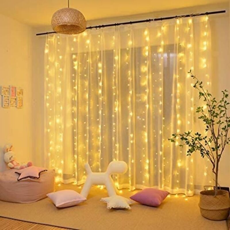 Guirlande Lumineuse Rideau 300 LED Rideau Lumineux 3Mx3M 8 Modes , Decoration pour Noël, Mariage, Anniversaire, Fenêtre, Maison