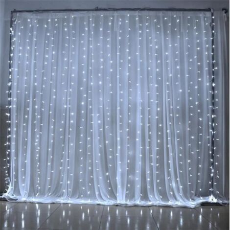 Guirlande lumineuse rideau à lumière 600 LED, 6m x 3 m, maison, usage extérieur, pour fêtes, 6-3M WarmwhiteEU plug220V -WGHY1449