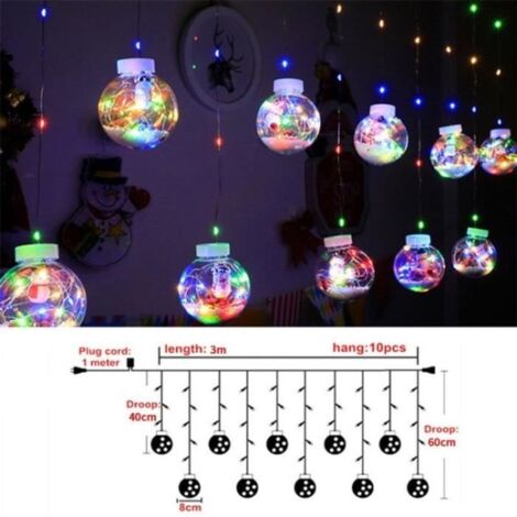 Guirlande Lumineuse Rideau Boule Lampe Décoration De Noël Arbre De Noël LED Rideau Lumière-Snowman - blanc chaud