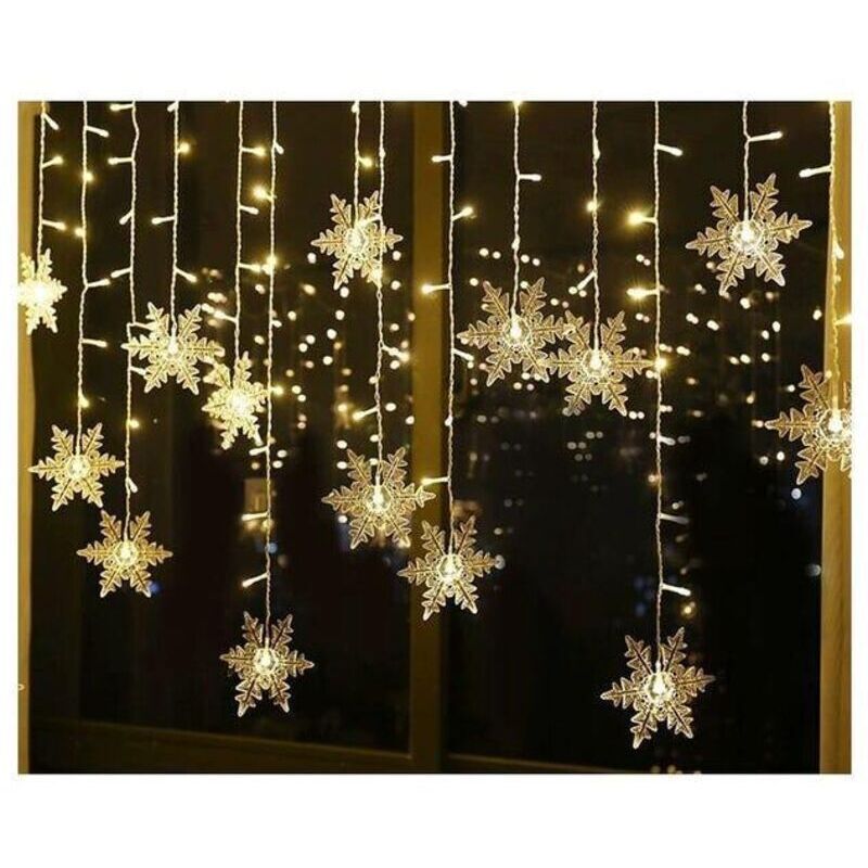 Guirlande Lumineuse, Rideau Lumineux, 4m 96 LEDs Lumières de Noël Flocon de Neige 8 Modes d'Eclairage, Noël, Blanc Chaud [Classe énergétique Guirlande Lumineuse, Rideau Lumineux, 4m 96 LEDs Lumières de Noël Flocon de Neige 8 Modes d'Eclairage, Noël, Blanc Chaud [Classe énergétique