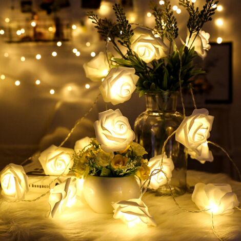 Guirlande lumineuse roses artificielles pour mariage fête décoration Blanc chaud