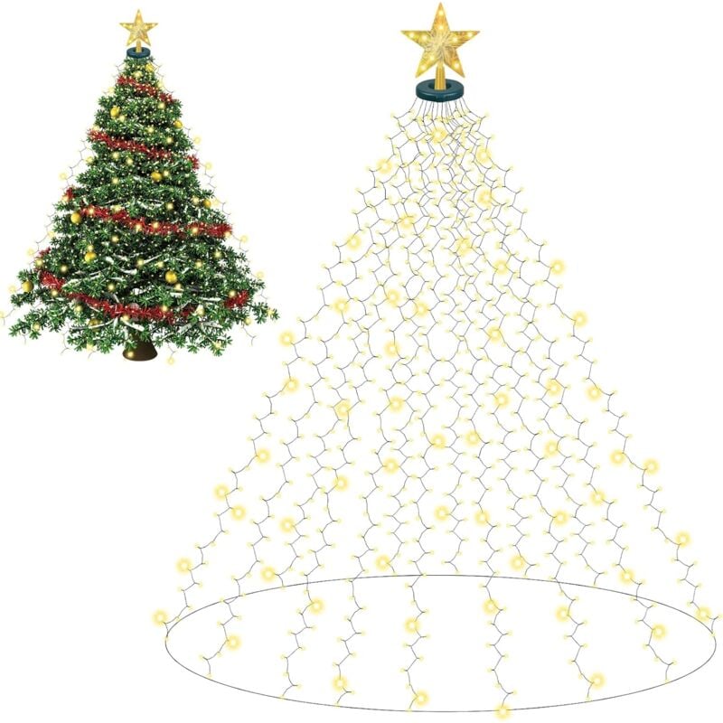 Choyclit - Guirlande Lumineuse Sapin de Noel, 400LED 16 x 2m Rideau Lumineux Sapin de Noel, Chaîne lumineuse pour sapin de Noël, LEDs Guirlandes