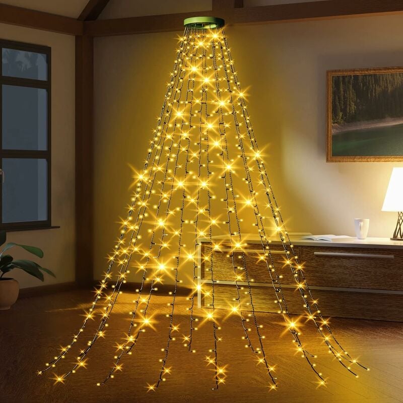 Guirlande Lumineuse Sapin NoëL, 2M 16 Branche 400 led Guirlande Lumineuse Arbre Noel, Lumineuse de Noël Imperméable pour Décoration Sapin de