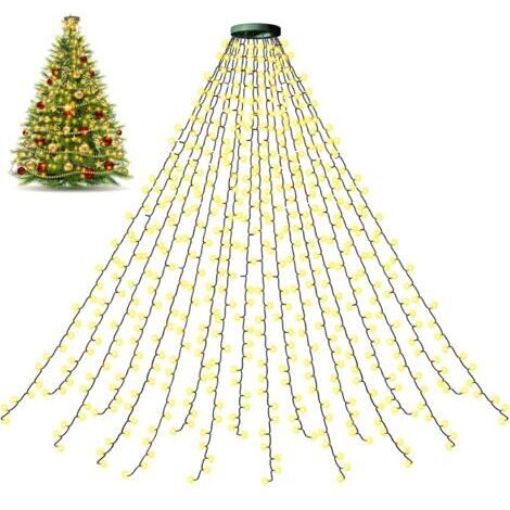 Guirlande Lumineuse Sapin Noel,2M x 16 Guirlandes Chaîne Lumineuse 400 LED 8 Modes IP44 Exterieure et Interieur Décoration adaptée à un arbre de 150-240cm pour décorer la maison de jardin de sapin