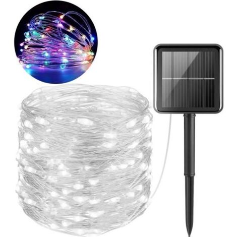 guirlande lumineuse solaire 10M 100 LED IP44 étanche Extérieur, Jardin, Terrasse, Mariage et Fête de Noël - Multicolore