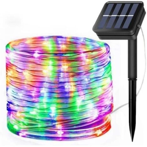 Guirlande lumineuse solaire - 12 mètres - 100 LEDs multicolores - Étanche - Colorée