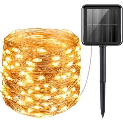 EINEMGELD Guirlande Lumineuse Solaire, 12m 120 LED Fairy Lights Décoration, 8 Modes Lumières solaires, Guirlande Solaire Exterieure pour Halloween, Jardin, Arbre de Noël, Patio, Banquet(Blanc Chaud)