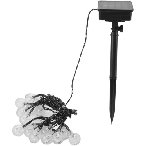 Guirlande lumineuse solaire 20 LED IP65 étanche 2 modes boule décorative extérieur 16,4 ft Blanc