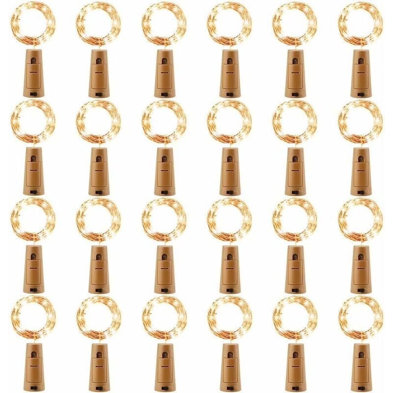 Guirlande led Bouteille 2m 20LEDs Bouteille Lumineuse, led Bouchon Bottle Light Étanche Fil D'argent Flexible Décoration pour Partie, Mariage (24
