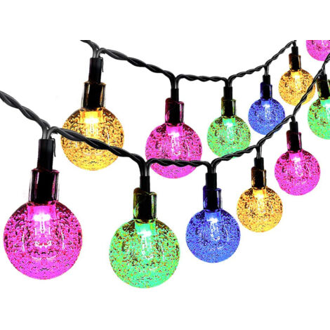 Guirlande Lumineuse Solaire - 50 LED Boules Cristal - Étanche IP54 - Changement de Couleur - Télécommande Incluse - Pour Jardin Terrasse Balcon - 7 M
