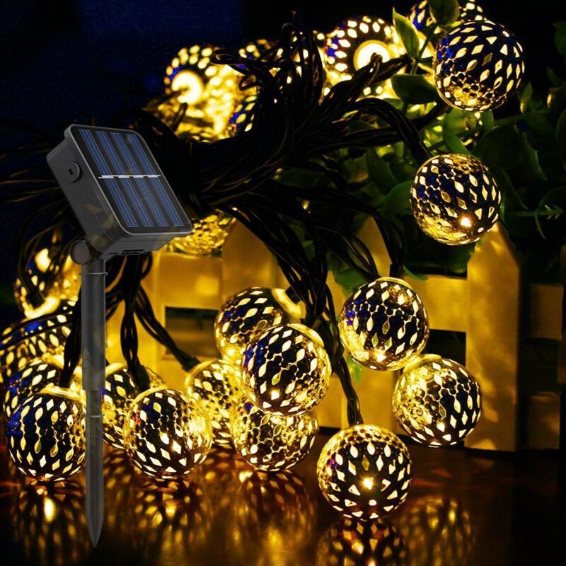 Guirlande lumineuse solaire 50 pièces led 7 m Guirlande lumineuse intérieure et extérieure étanche 8 modes Lumières Diwali avec blanc chaud