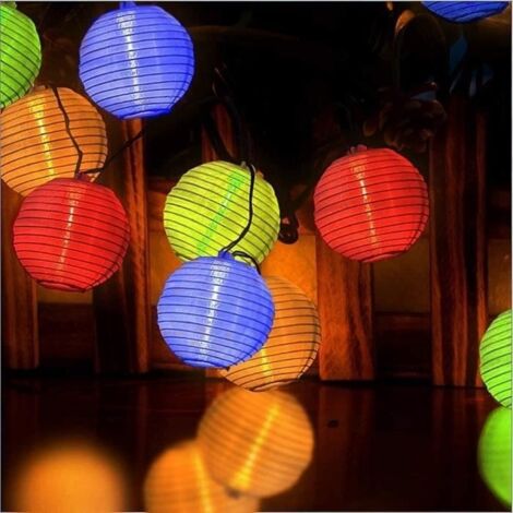 Guirlande Lumineuse Solaire 5,3M 20LEDs Boule Extérieur LED Papier Lampion Multicolore - Étanche