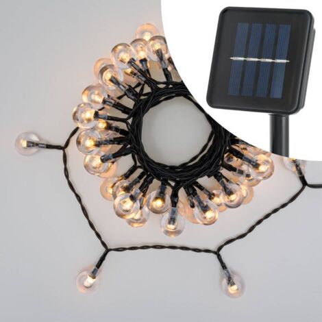 Guirlande lumineuse Solaire 5m 50 boules filament LED blanc chaud 8 modes Lotti