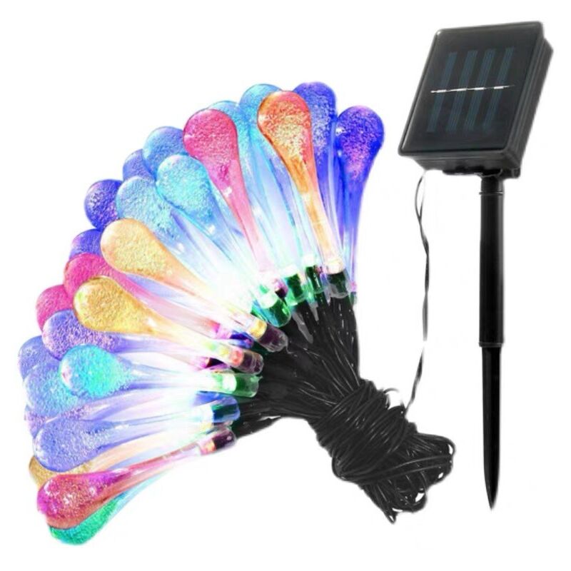 Guirlande lumineuse solaire - 7 m 50 led Guirlande lumineuse - 8 modes Étanche - Gouttes d'eau - Guirlande lumineuse de jardin pour Thanksgiving Day