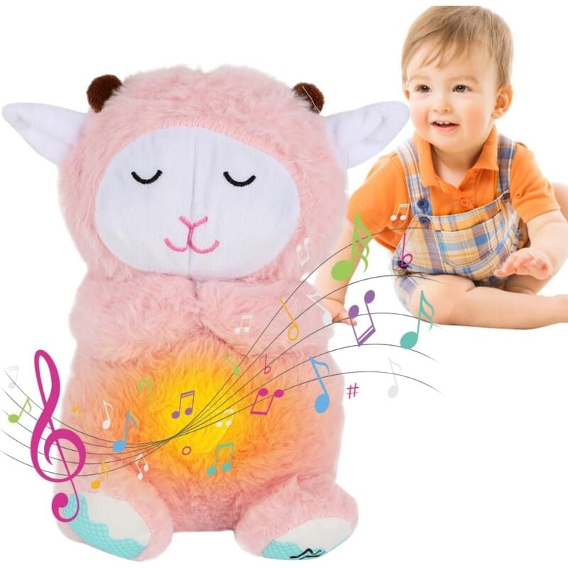 Peluche Mouton Aide au Sommeil Bébés avec Rythme Cardiaque Snooze Mouton Jouet Bébé à partir de 1 Mois Mobile Bébé Cadeau pour Baby Shower et Cadeau