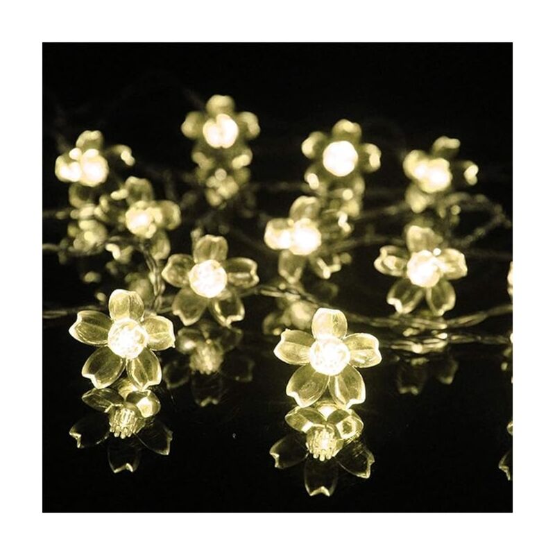 Guirlande lumineuse solaire à 50 led en forme de fleur de pêcher
